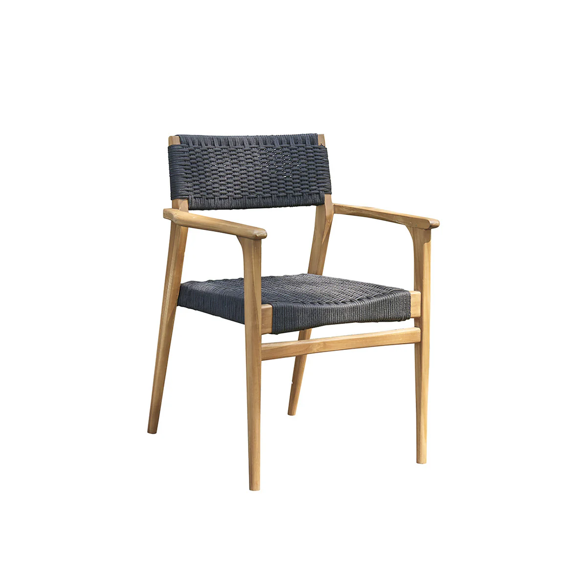 Fauteuil de jardin en teck massif et cordage noir - Image 2