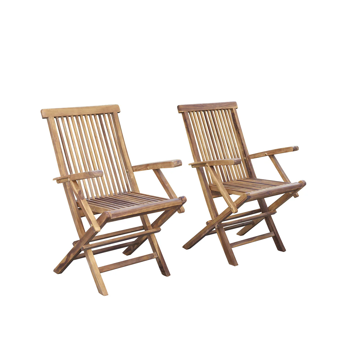 Fauteuil de jardin en teck huilé massif pliant (lot de 2) - Image 2