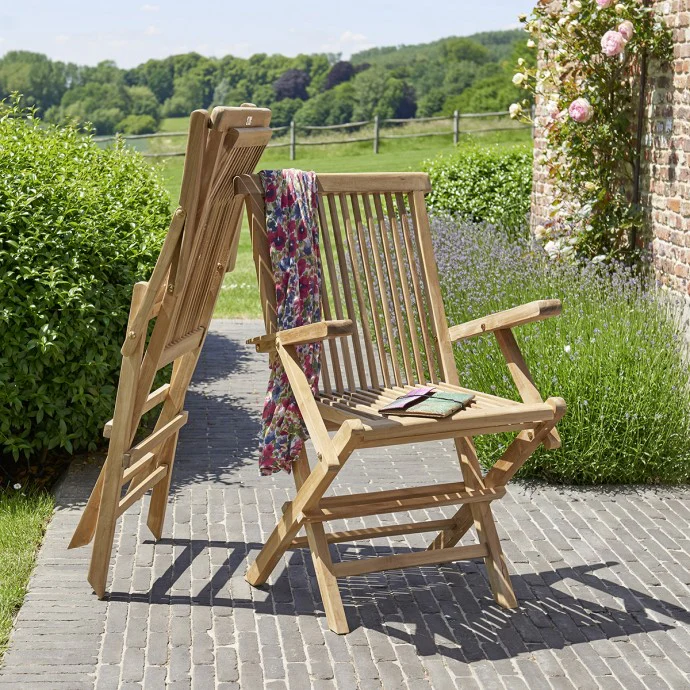 Fauteuil de jardin en teck massif pliant (lot de 2) - Image 3