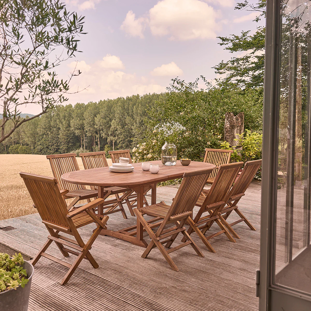 Fauteuil de jardin en teck huilé massif pliant (lot de 4) - Image 6