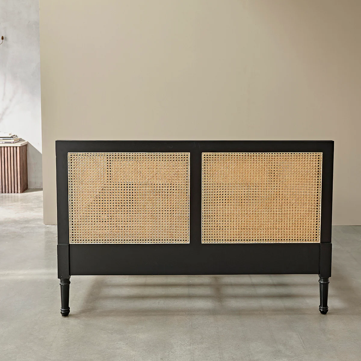 Lit en cannage et bois d'acajou 160 cm avec sommier - Image 6