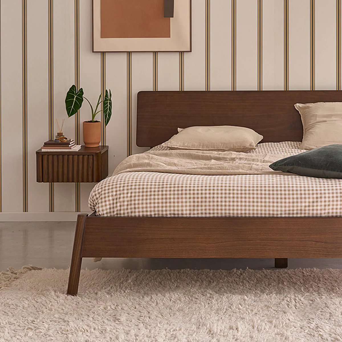 Lit en bois de mindi finition noyer 180 cm avec sommier - Image 6