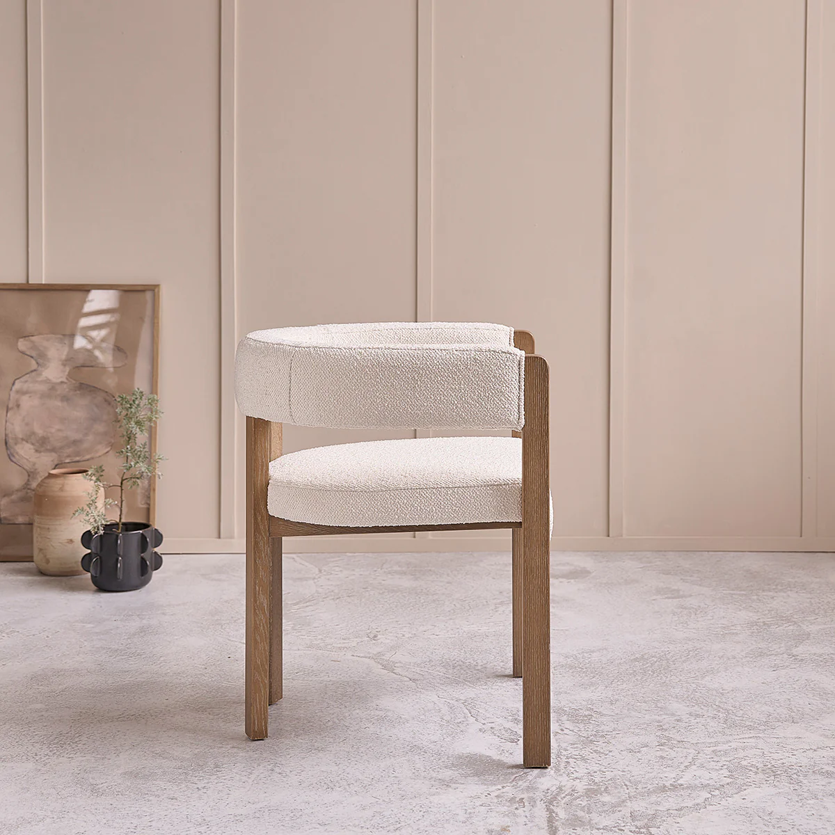 Lot de 2 chaises en chĂȘne et tissu bouclette - Image 4
