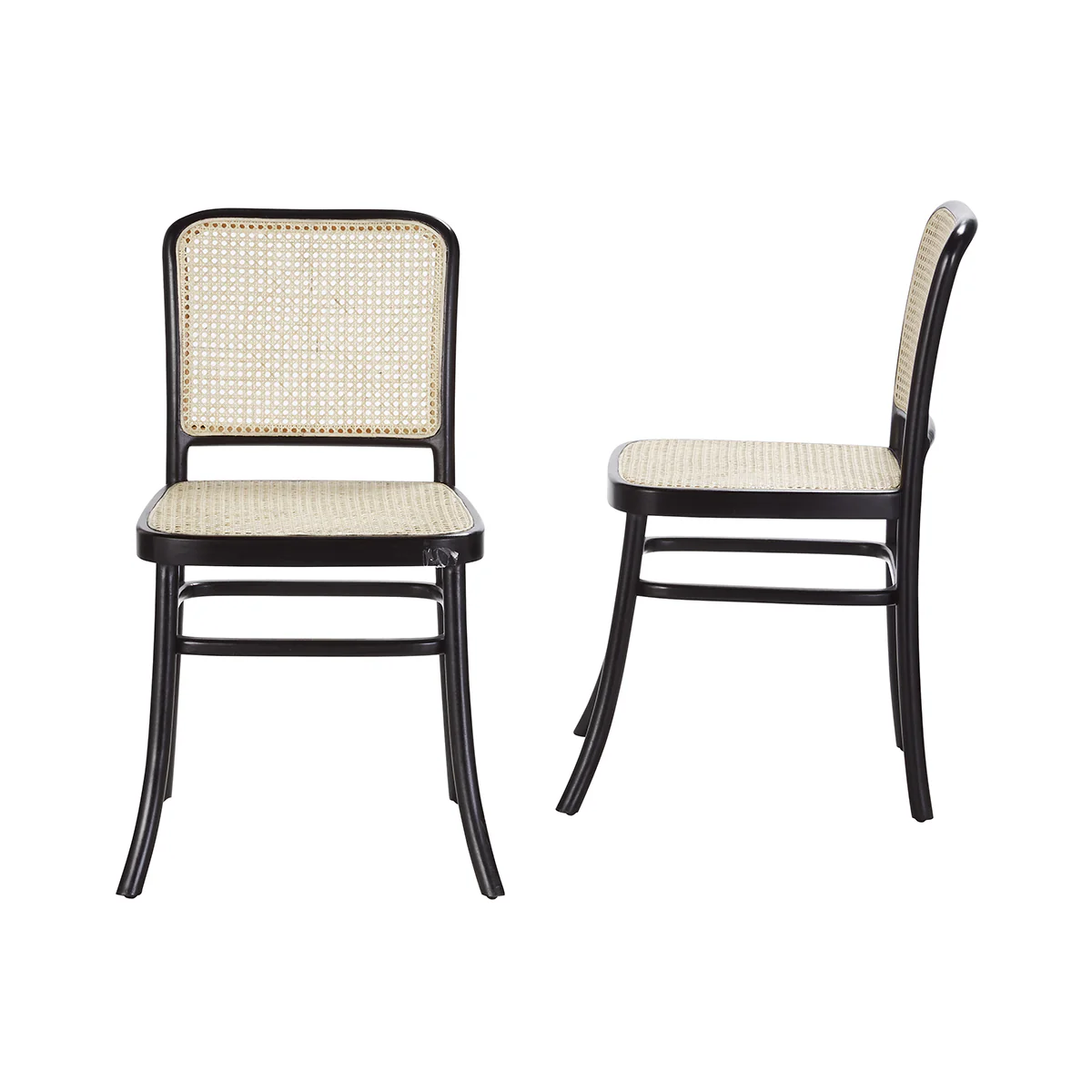Lot de 2 chaises en acajou massif et cannage - Image 2