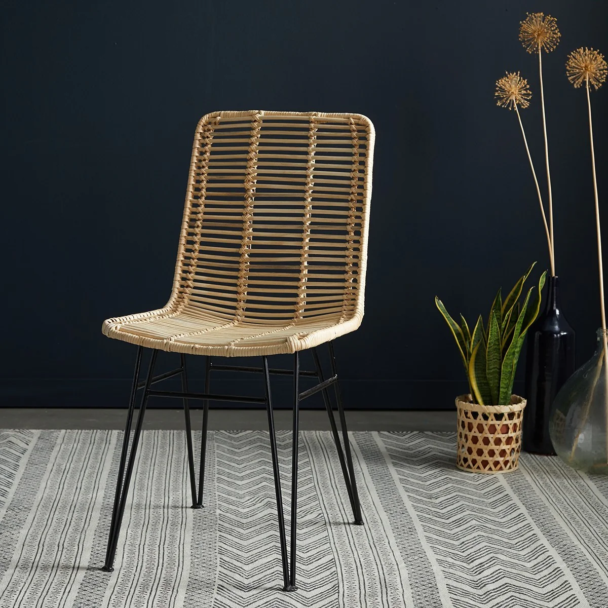 Lot de 2 chaises en rotin et métal - Image 3