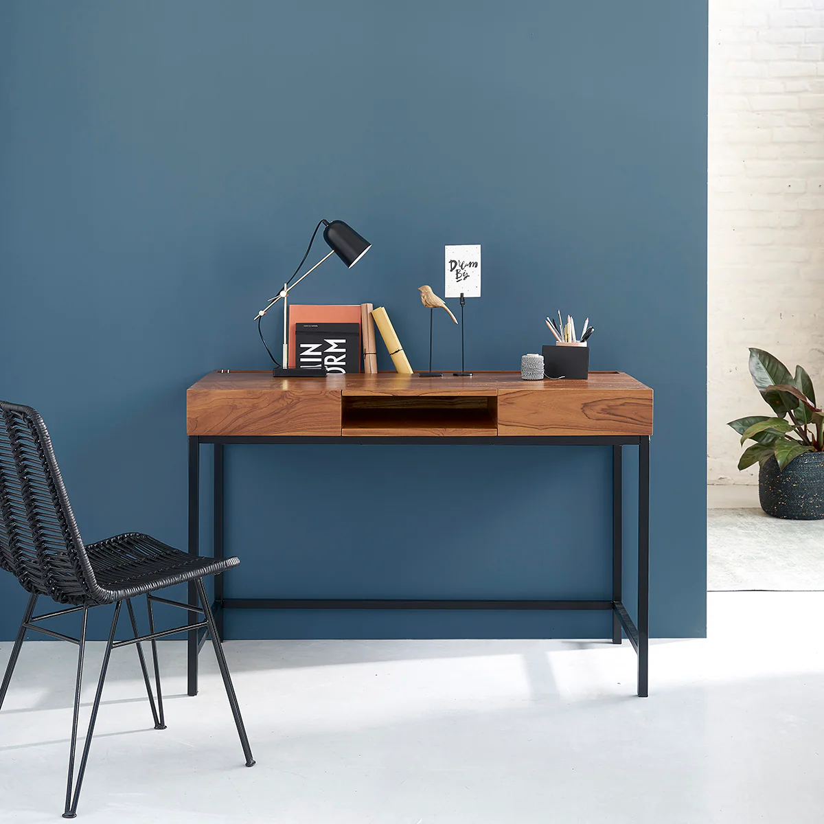 Lot de 2 chaises en rotin et métal noires - Image 5