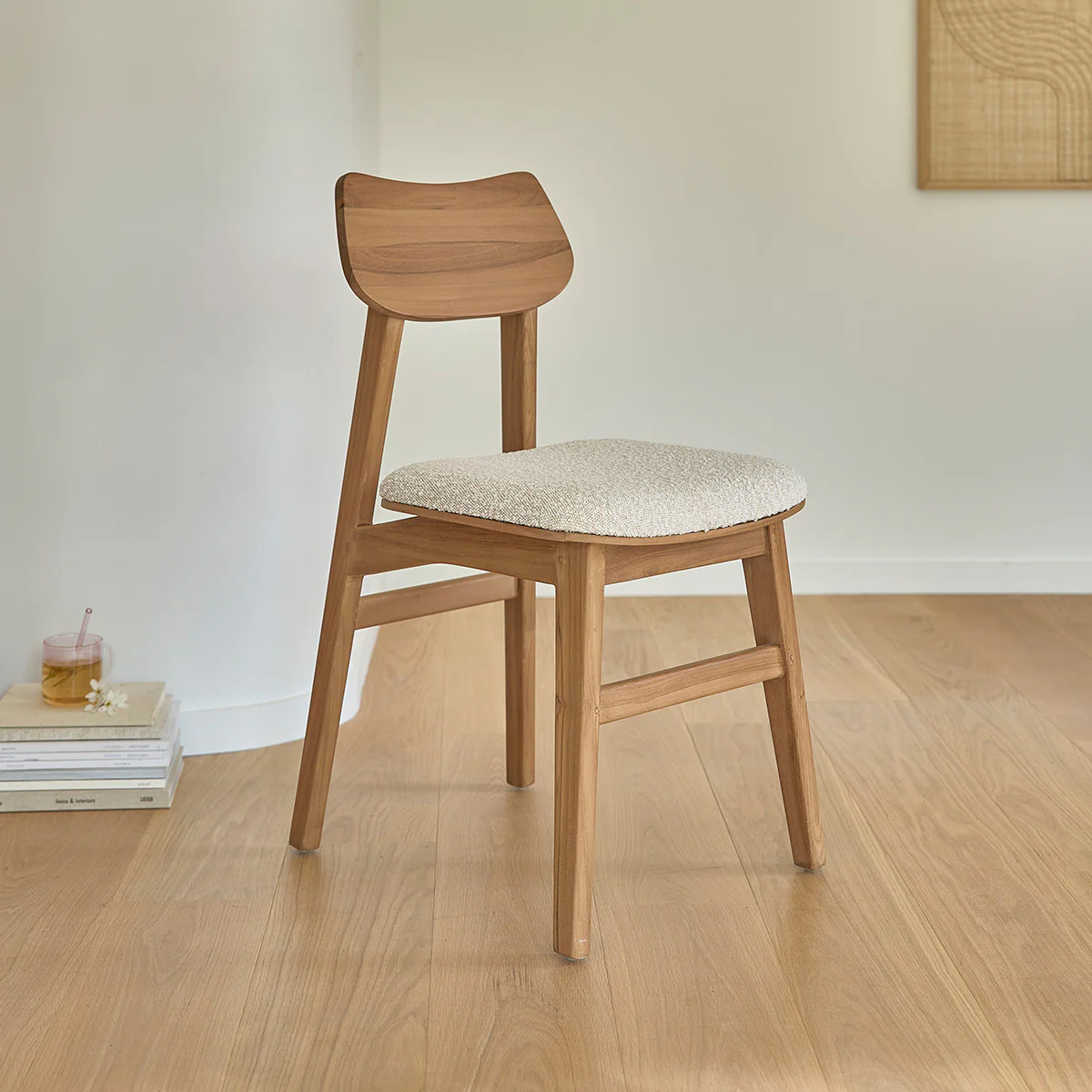 Lot de 2 chaises en teck massif assise bouclette - Image 3