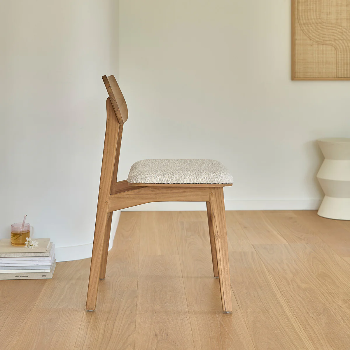 Lot de 2 chaises en teck massif assise bouclette - Image 4