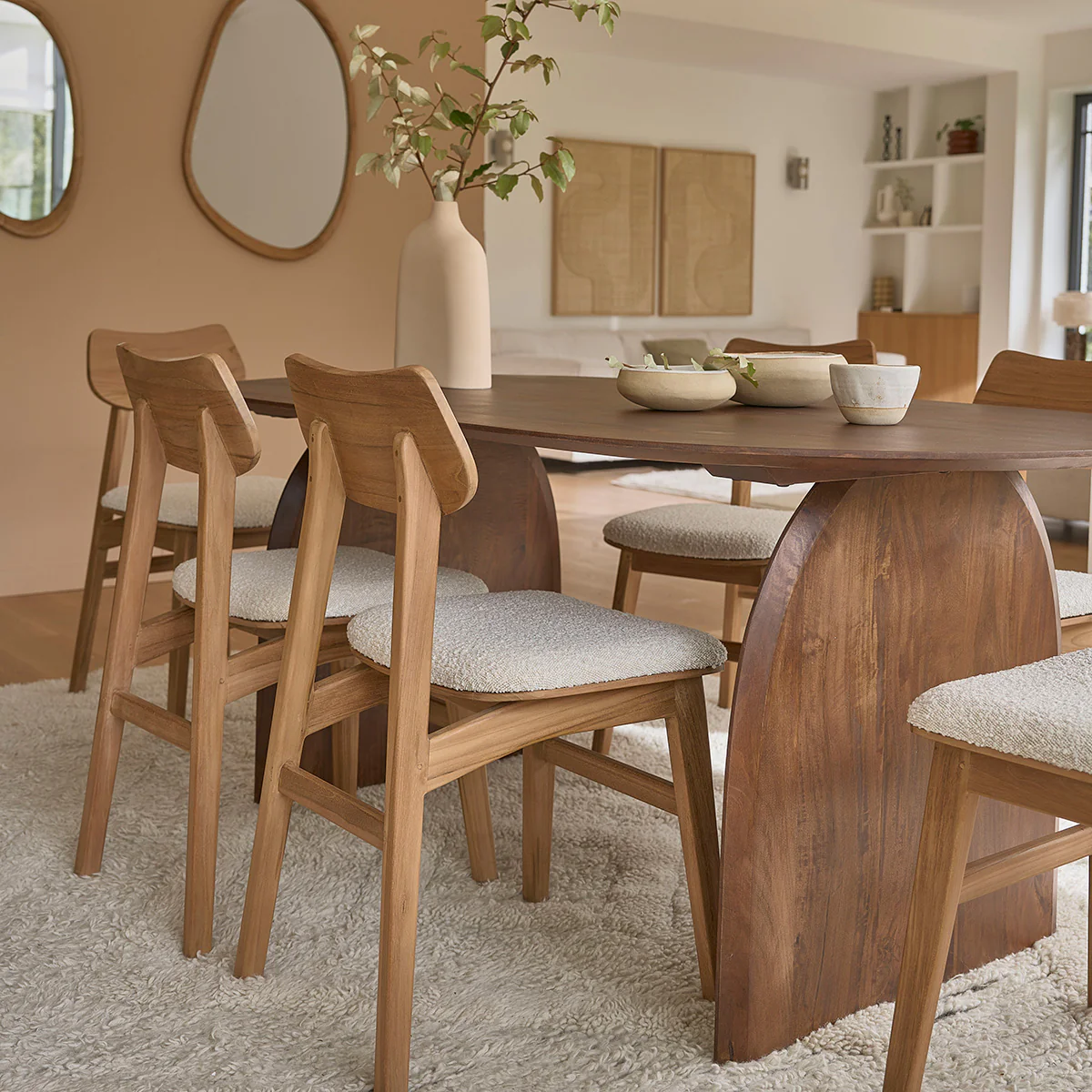Lot de 2 chaises en teck massif assise bouclette - Image 8