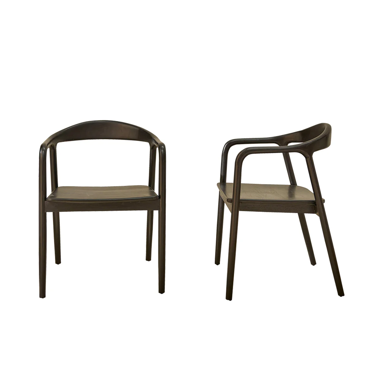 Lot de 2 chaises en teck massif noire - Image 2