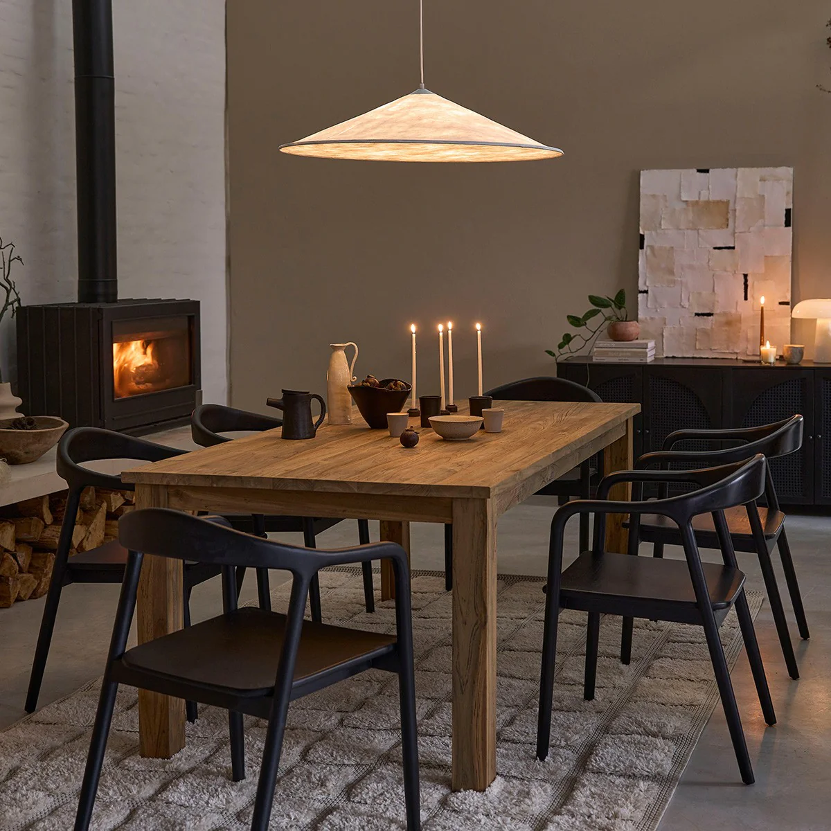 Lot de 2 chaises en teck massif noire - Image 7
