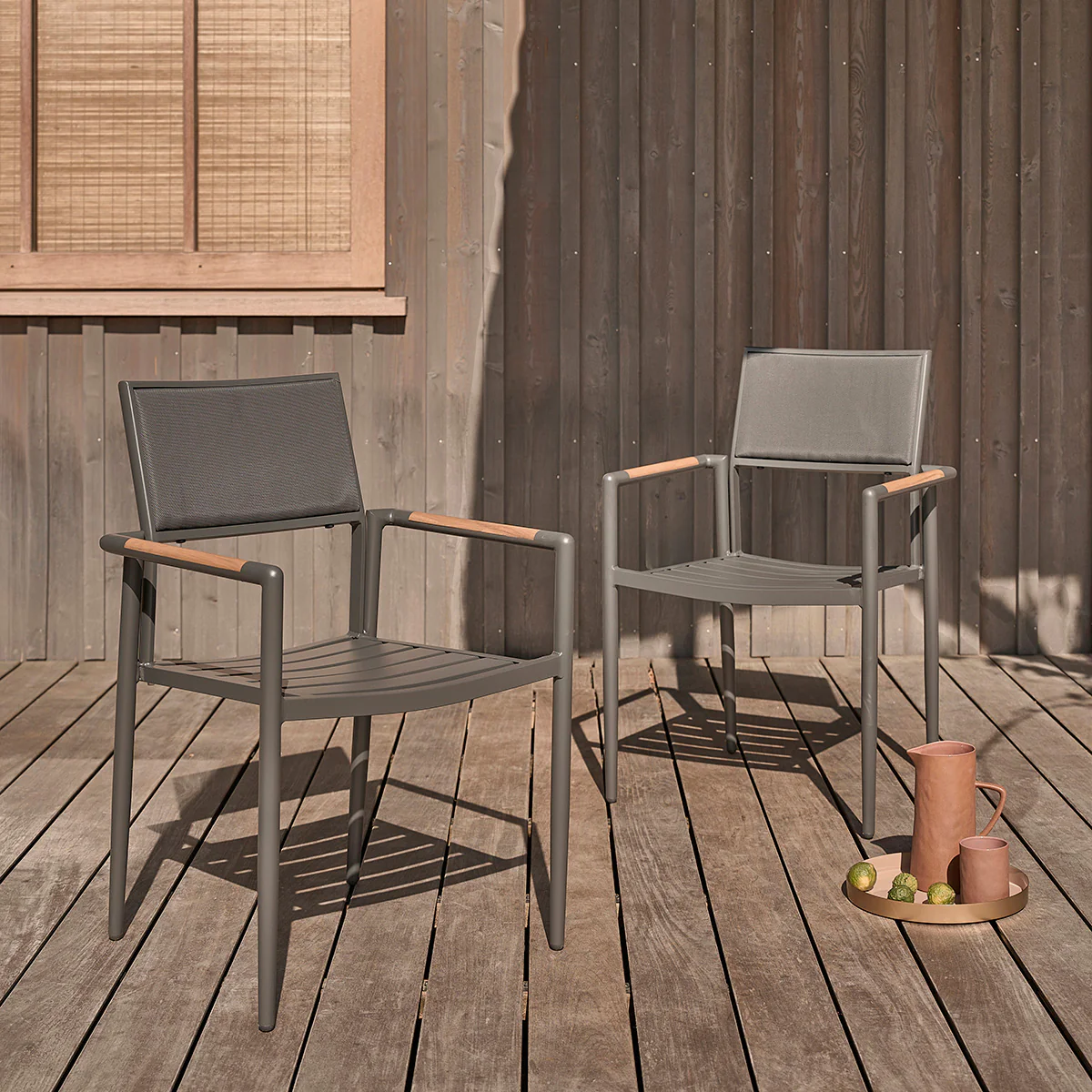 Fauteuil de jardin en teck massif et aluminium (lot de 2)