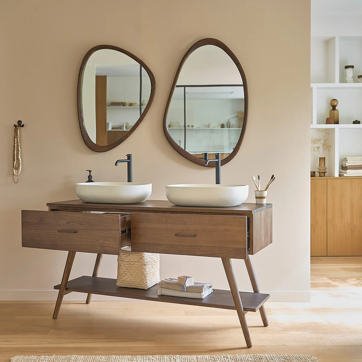 Meuble de salle de bain en mindi massif 135 cm - Image 3