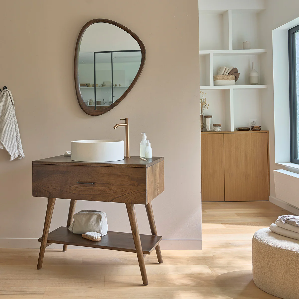 Meuble de salle de bain en mindi massif 80 cm - Image 3