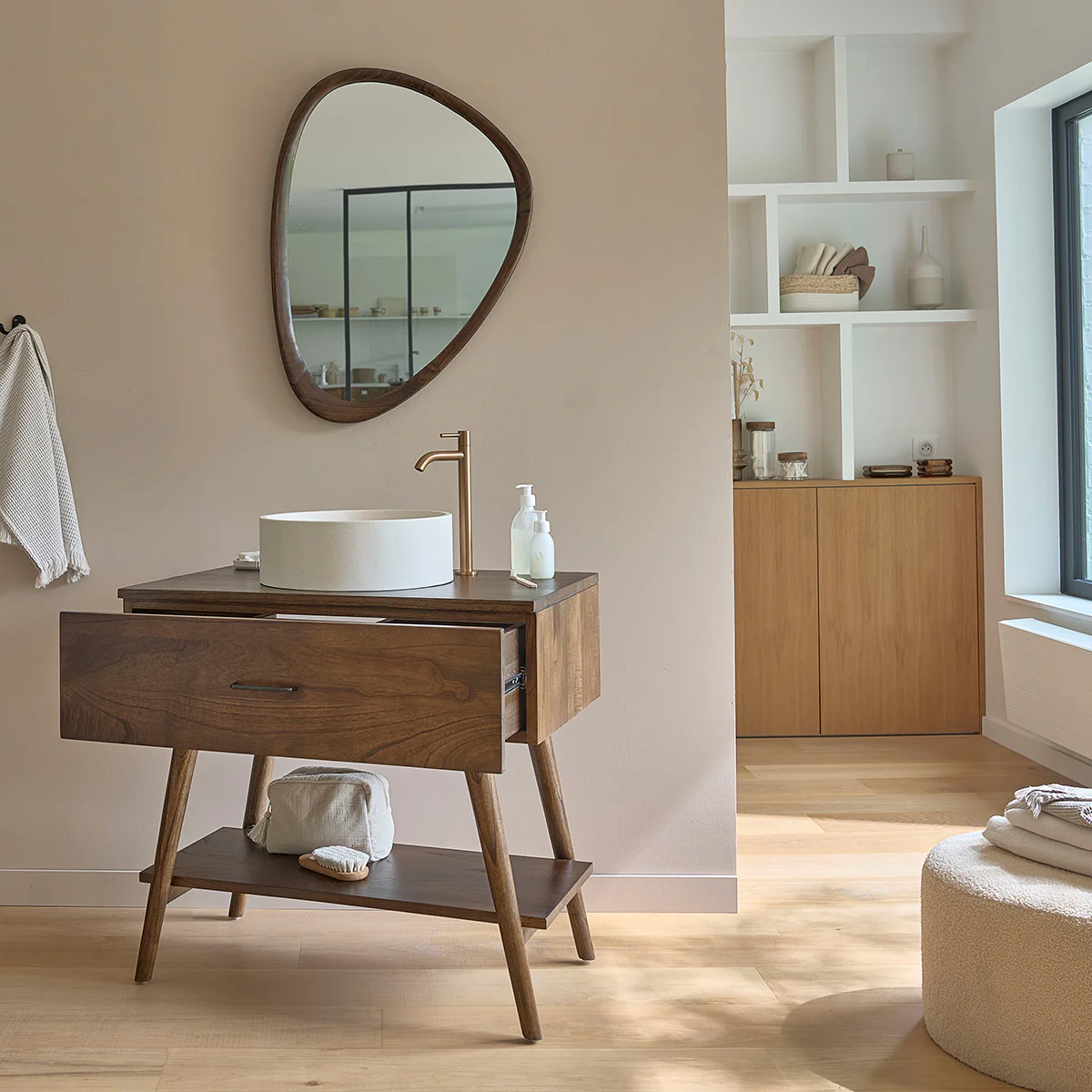 Meuble de salle de bain en mindi massif 80 cm - Image 4