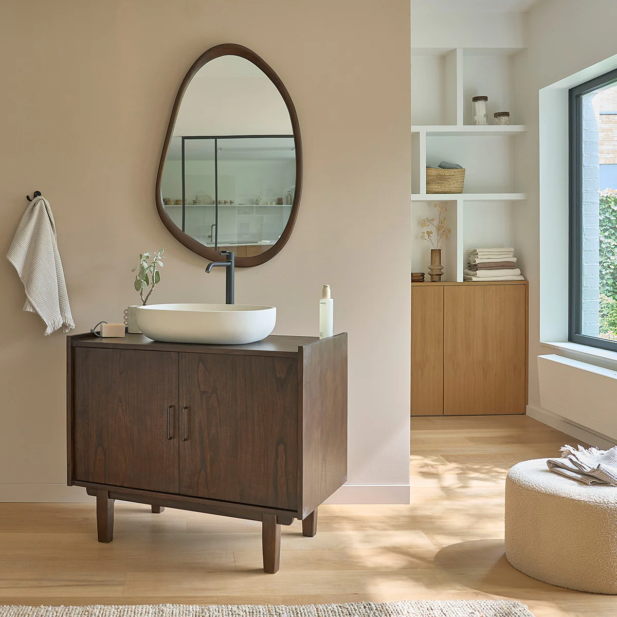 Meuble de salle de bain en mindi massif 90 cm - Image 3