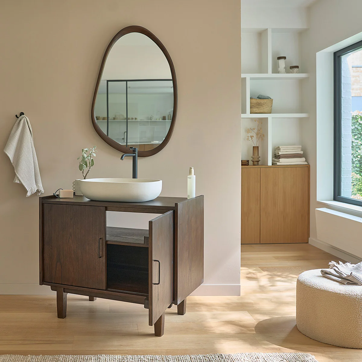 Meuble de salle de bain en mindi massif 90 cm - Image 4