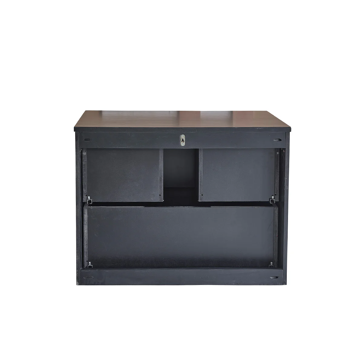 Meuble sous vasque en acacia massif suspendu 80 cm noir - Image 6