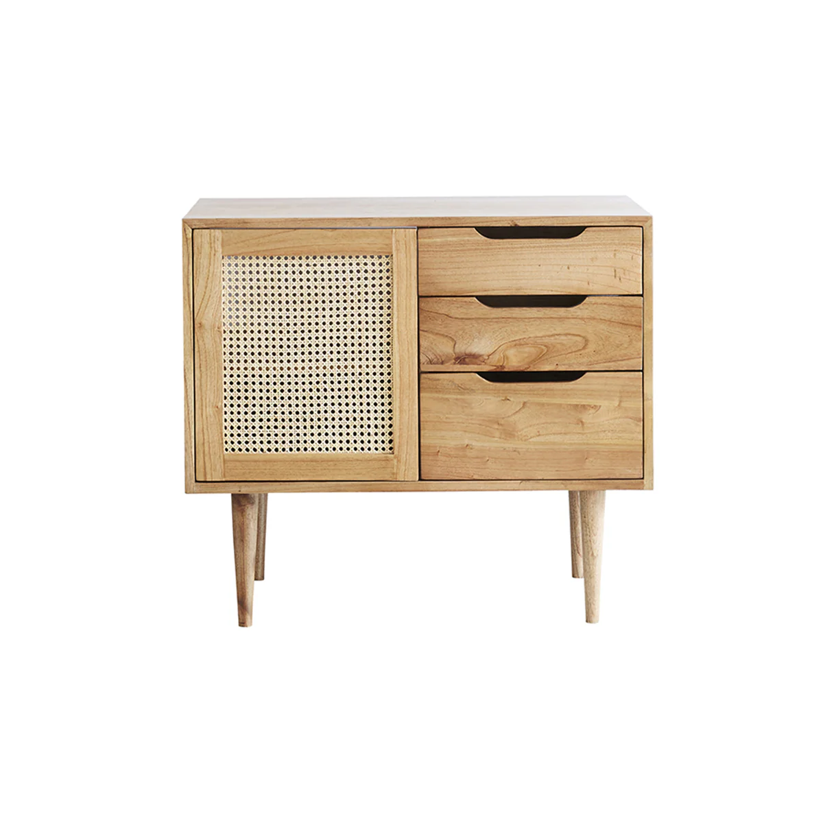 Meuble sous vasque en mindi massif et cannage 85 cm - Image 2