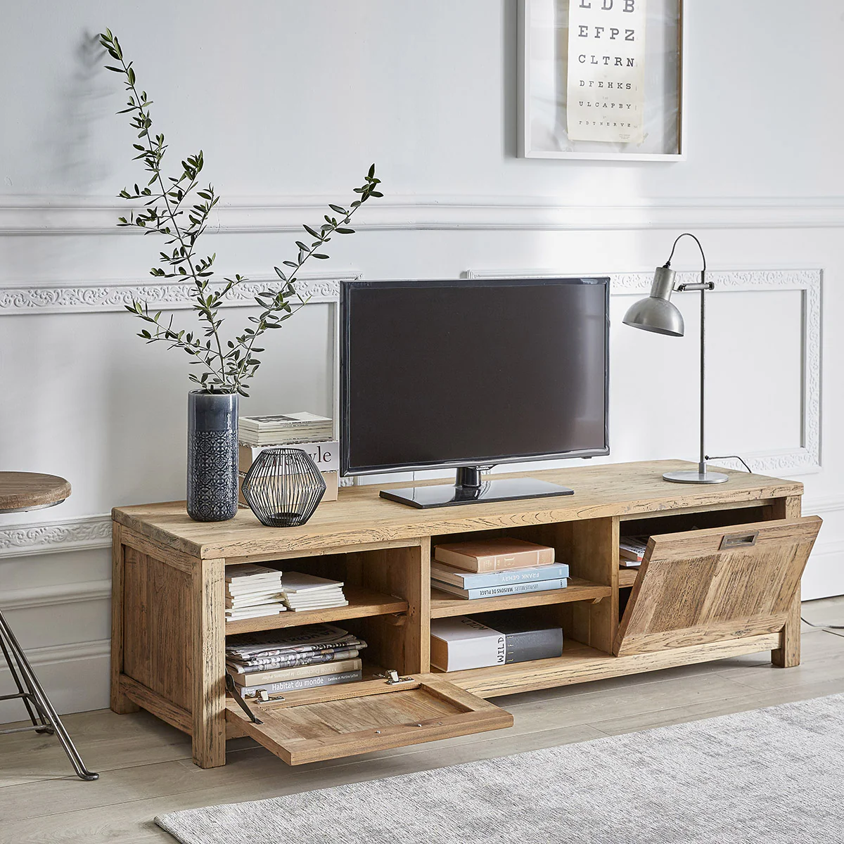 Meuble TV en teck massif recyclé 160 cm - Image 3