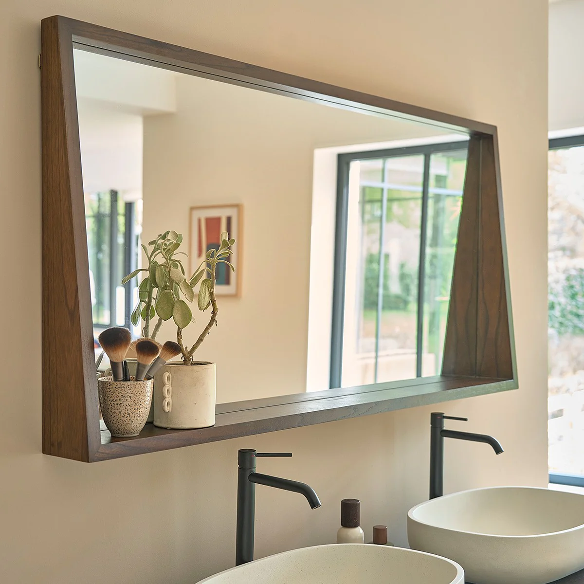 Miroir en mindi massif finition noyer 135x67 cm - Image 4