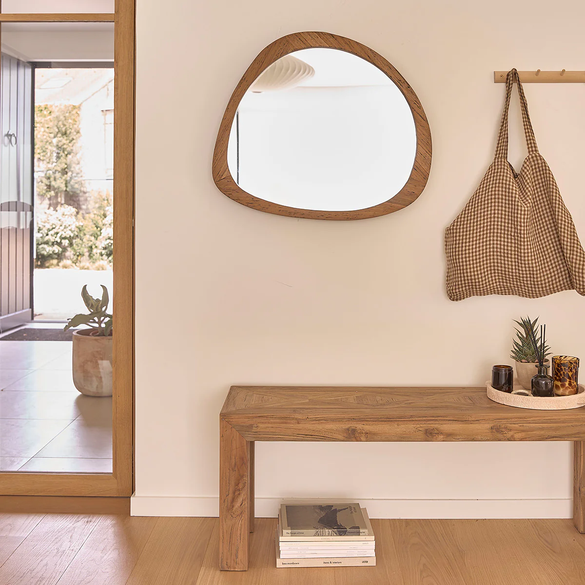 Miroir en teck massif recyclé 70 cm - Image 6