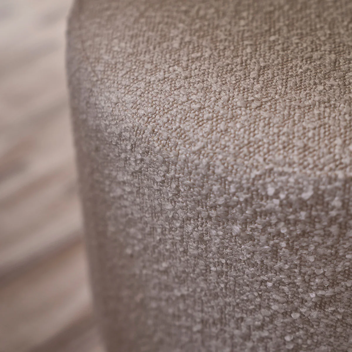 Pouf en teck massif et tissu bouclette blanc Ă38 cm - Image 4