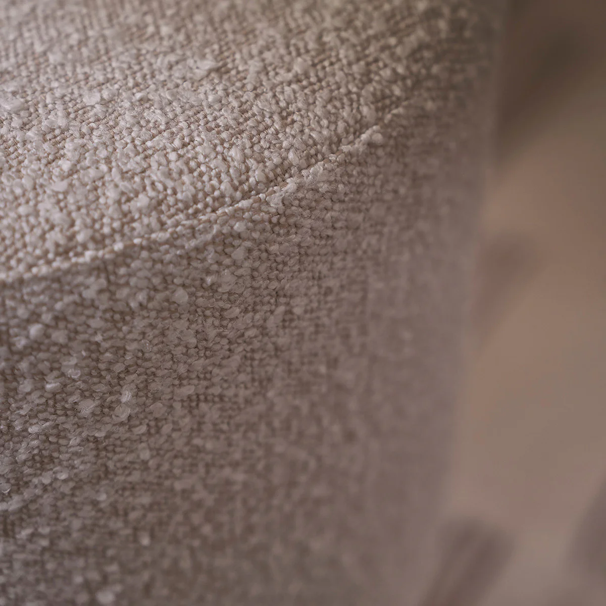 Pouf en teck massif et tissu bouclette blanc Ă38 cm - Image 6