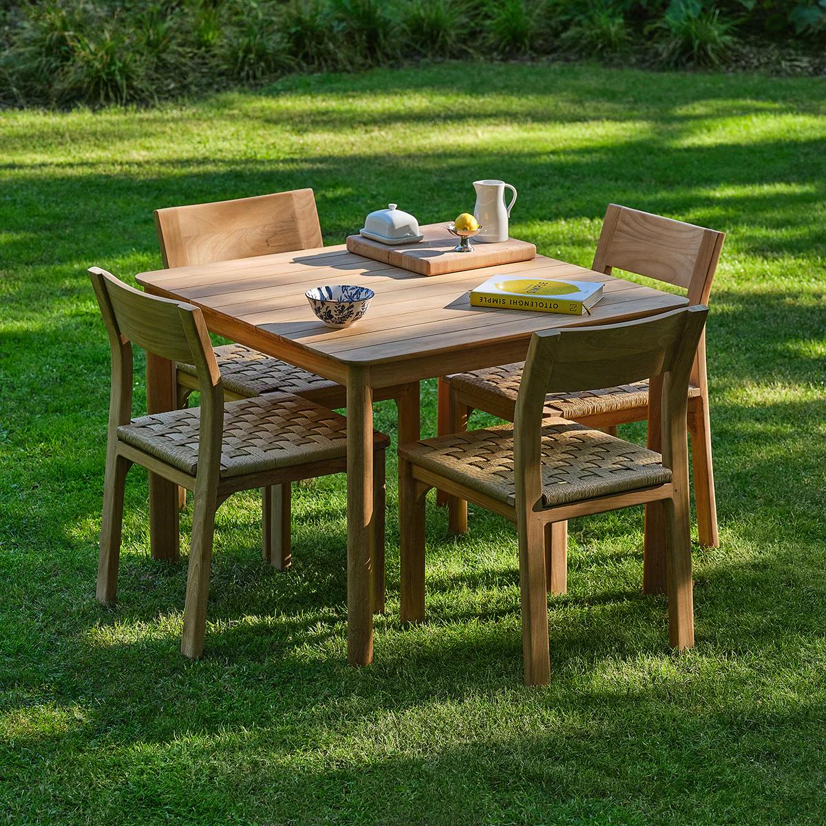 Salon de jardin en teck massif et rotin 4 pers. - Image 3