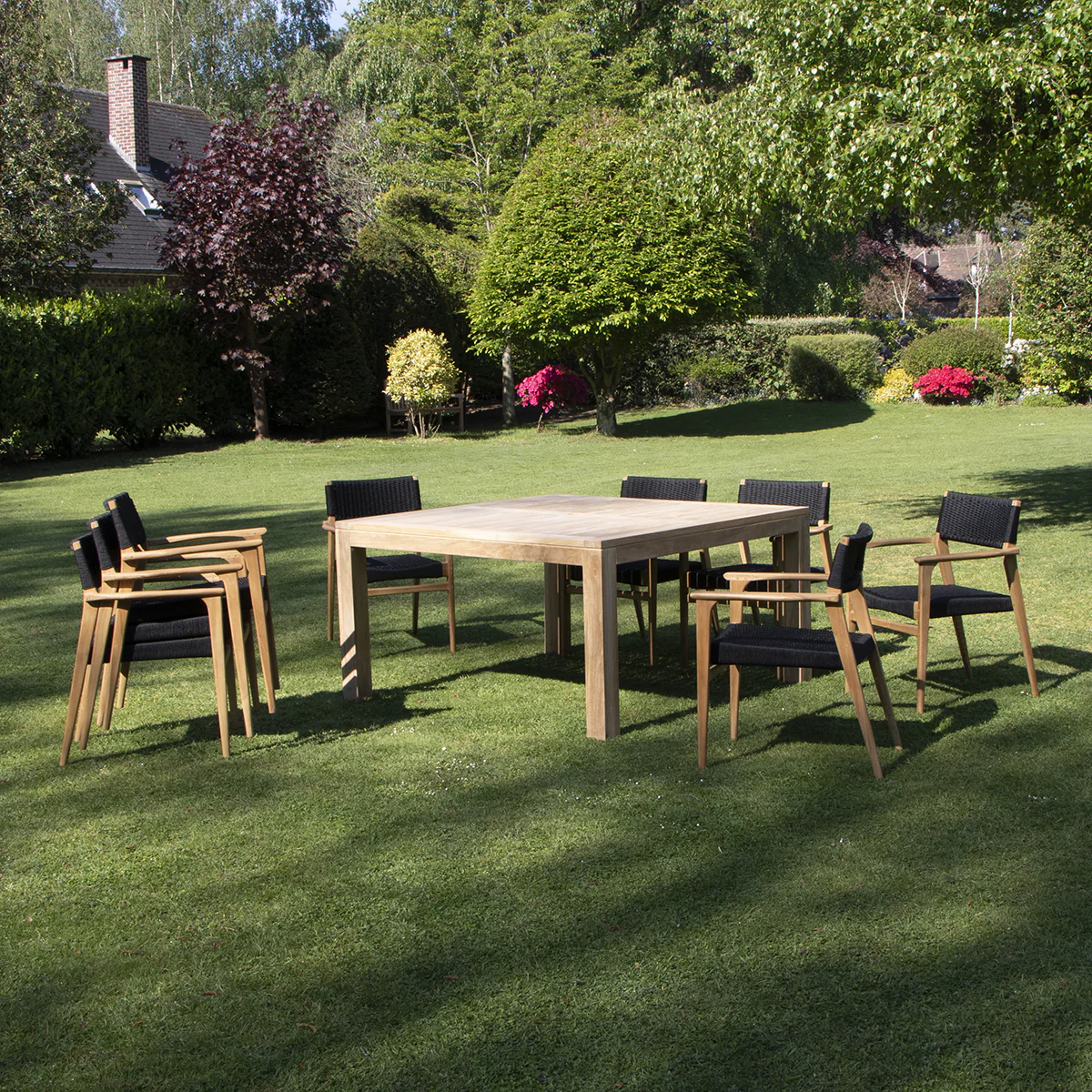 Salon de jardin en teck massif et cordage 8 pers. - Image 3