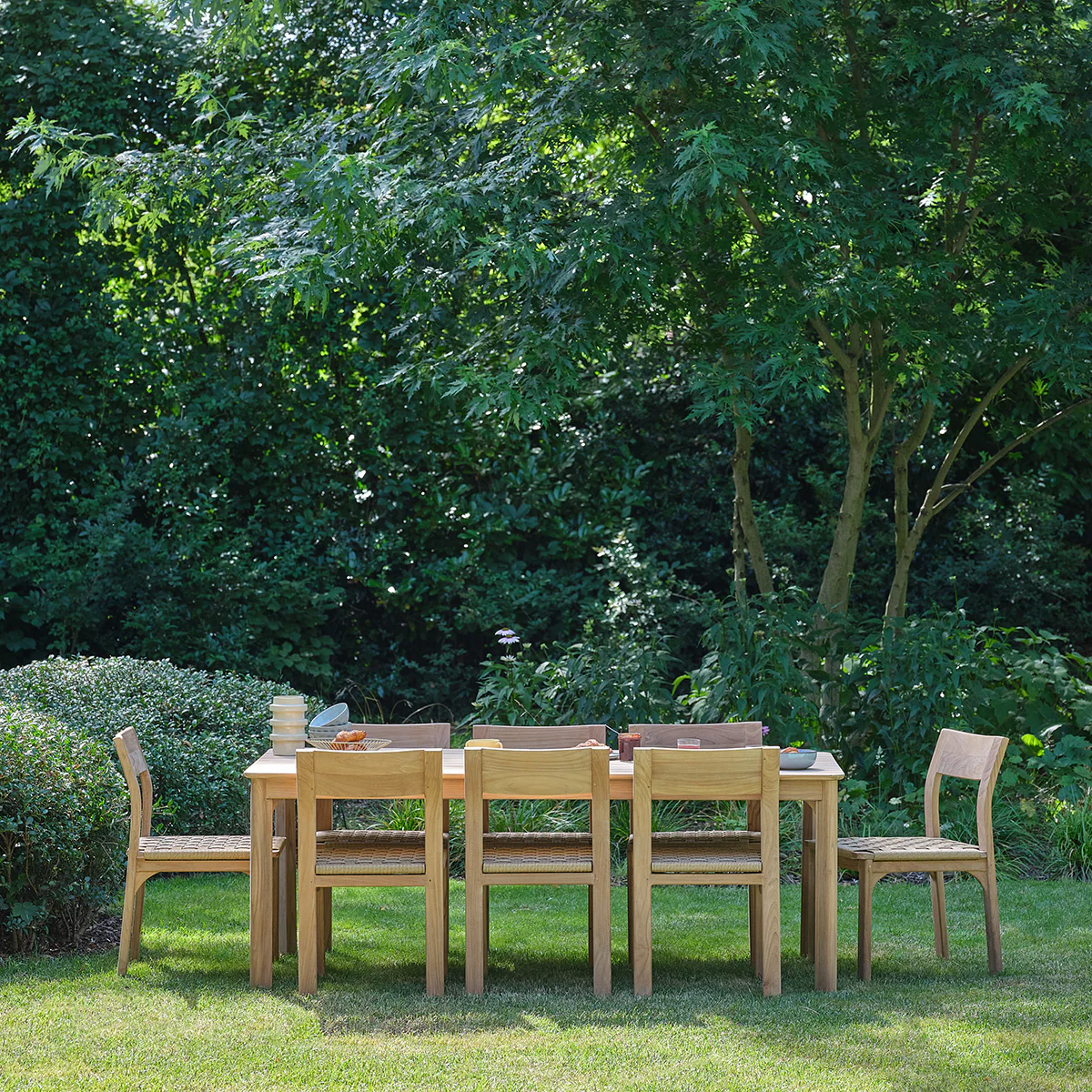 Salon de jardin en teck massif et rotin 8 pers. - Image 3