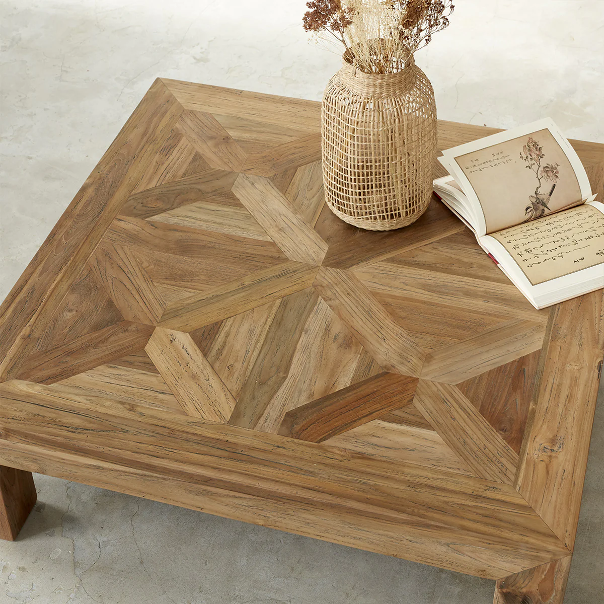 Table basse en teck massif recyclé 100 cm - Image 3