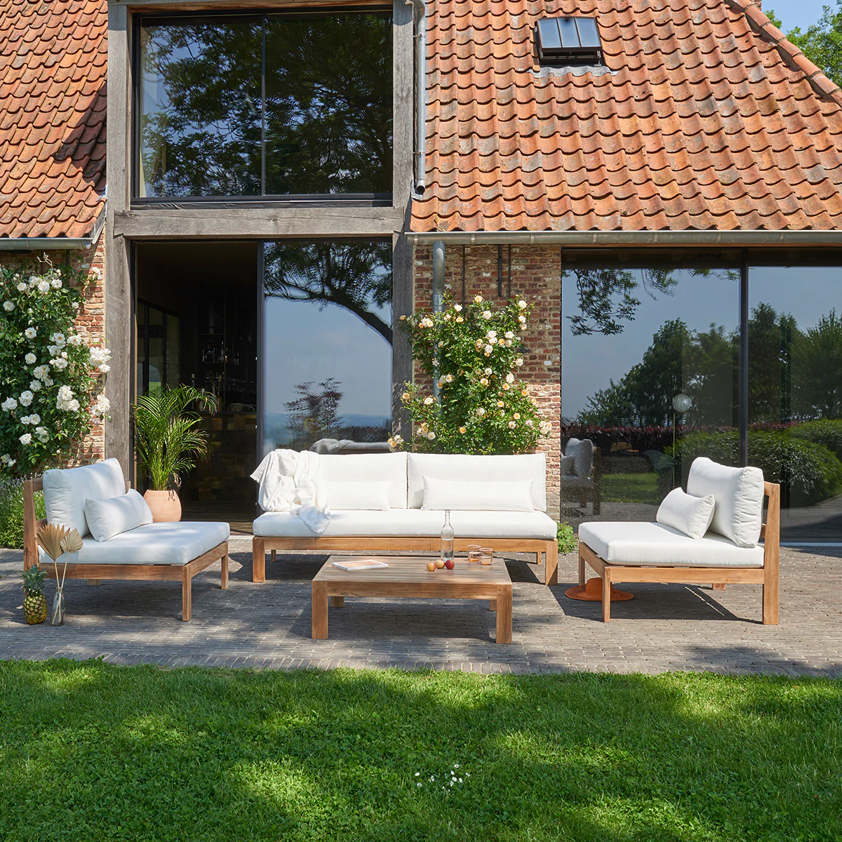 Table basse de jardin en teck 102 cm - Image 6