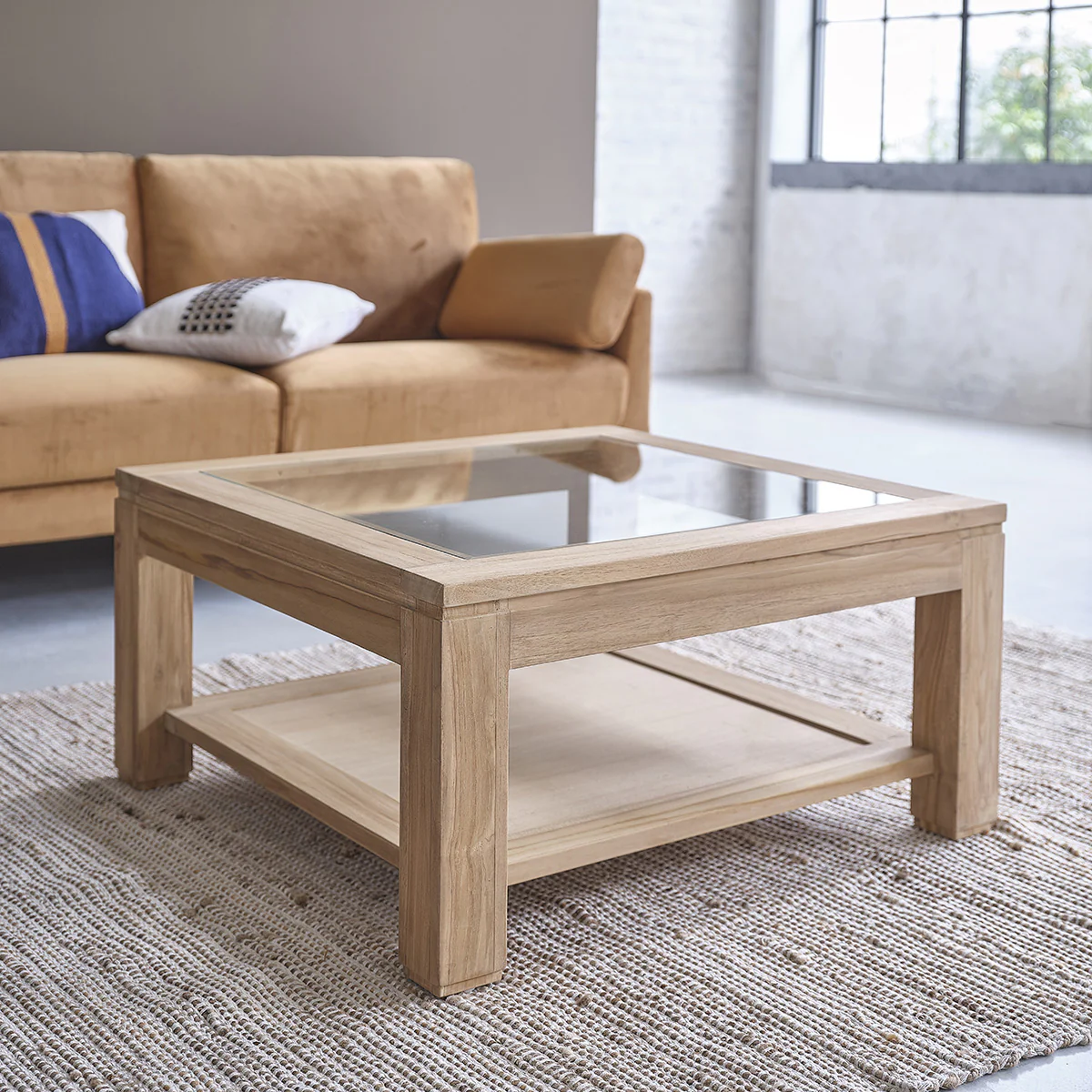 Table basse en teck massif 80 cm - Image 3