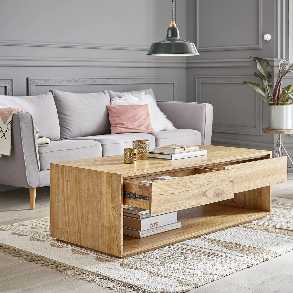 Table basse en mindi massif 140 cm - Image 3