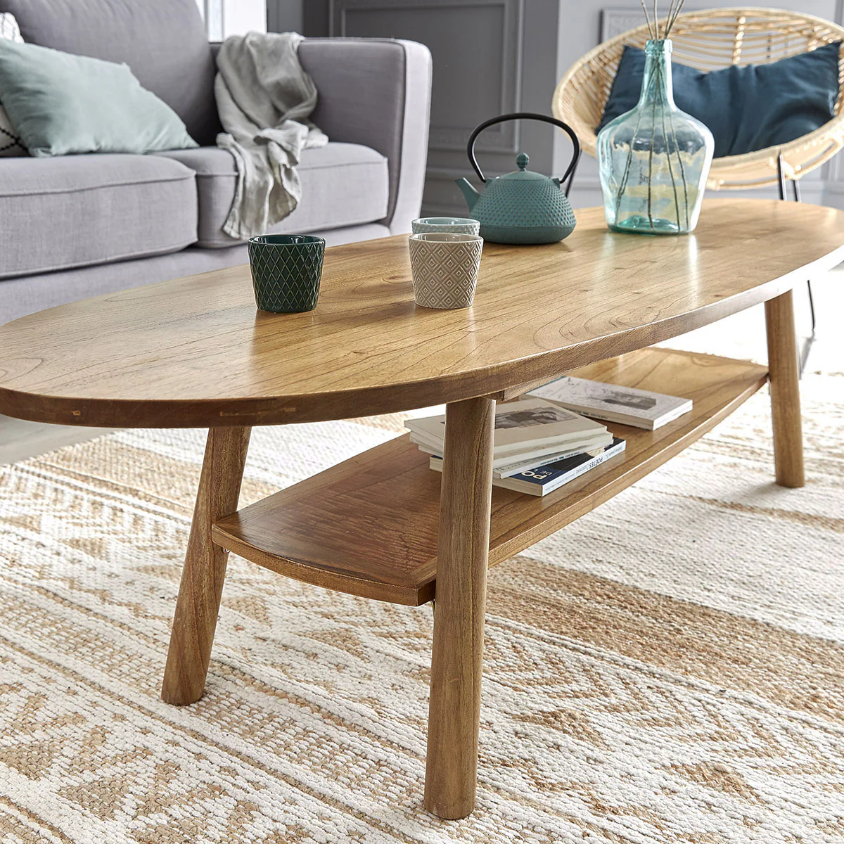 Table basse en mindi massif 160 cm - Image 4