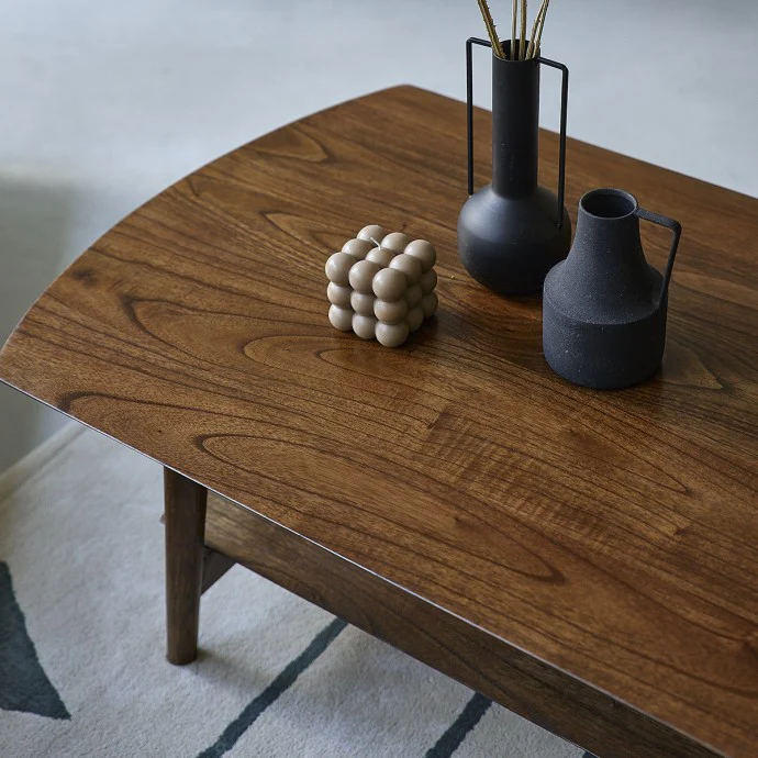 Table basse en mindi massif finition noyer 130 cm - Image 4
