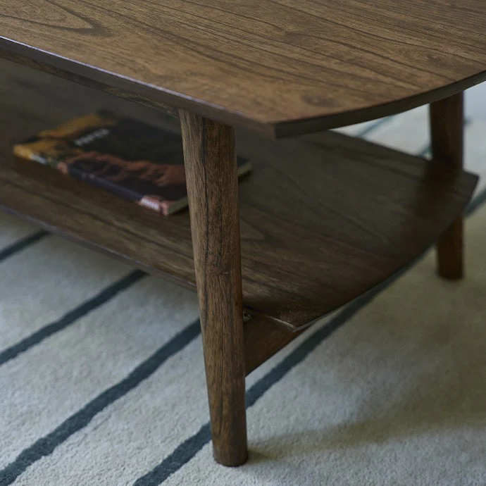 Table basse en mindi massif finition noyer 130 cm - Image 5