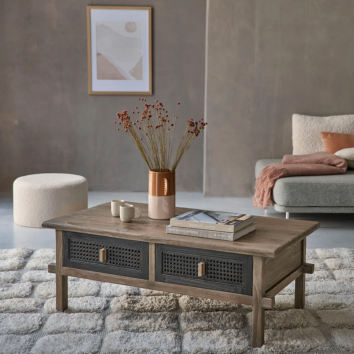 Table basse en bois recyclé massif 110 cm - Image 3