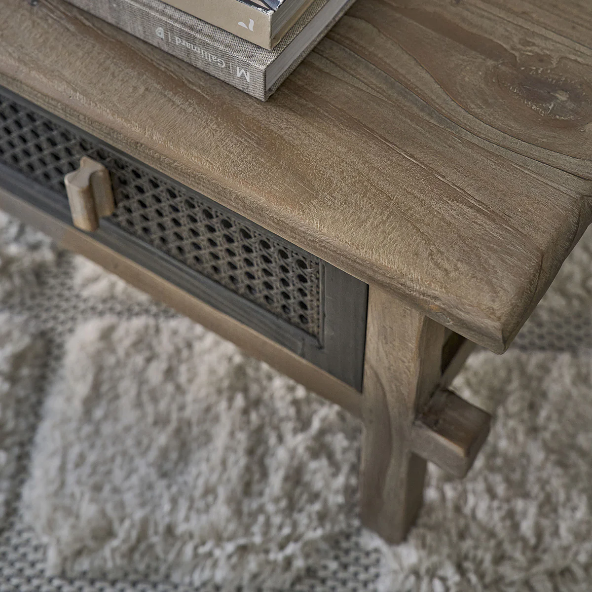 Table basse en bois recyclé massif 110 cm - Image 5