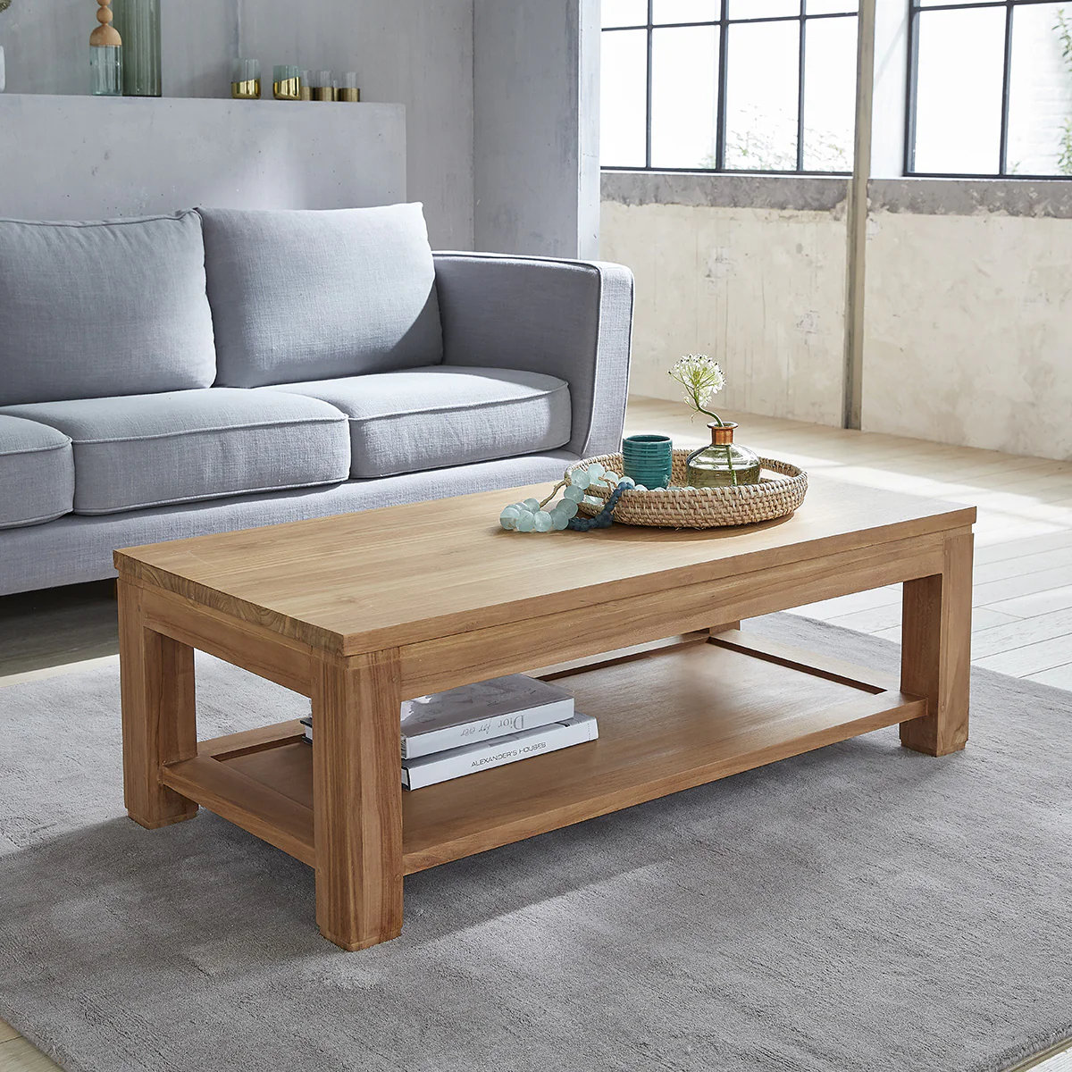 Table basse en teck massif 120 cm - Image 3