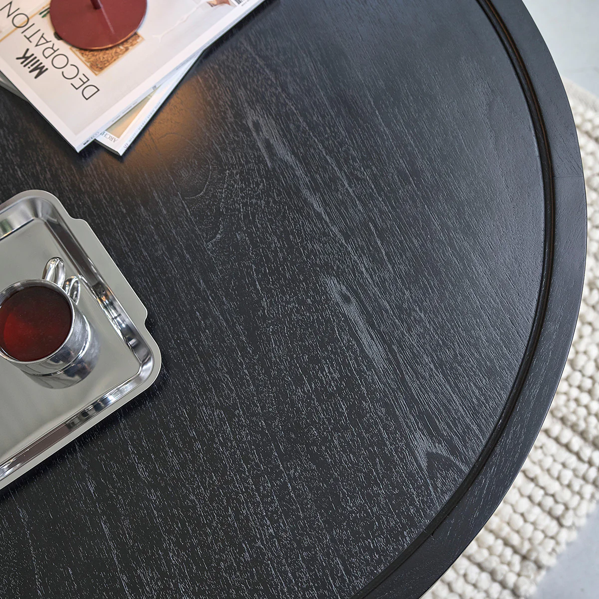 Table basse ronde en mindi massif noir ø 100 cm - Image 4