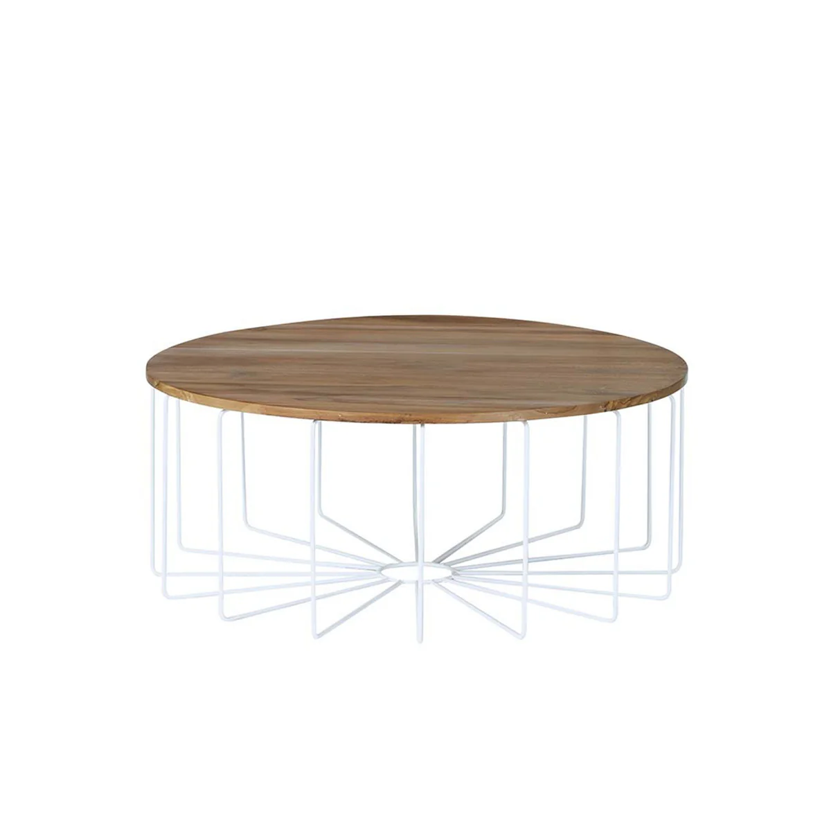Table basse en teck massif et métal à 100 cm - Image 2