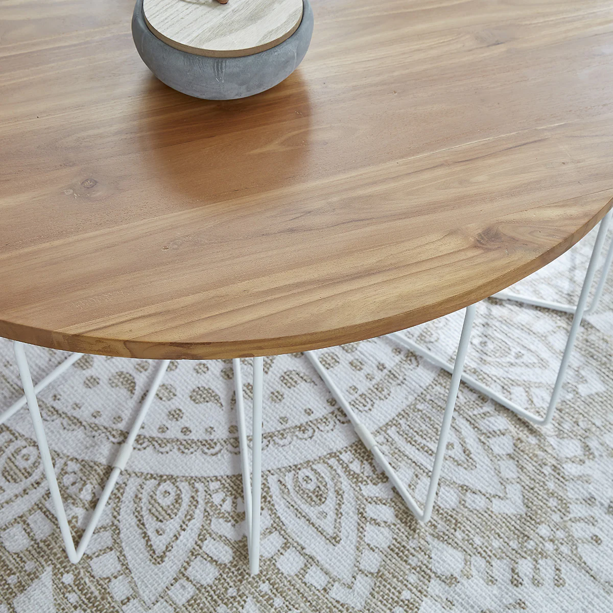 Table basse en teck massif et métal à 100 cm - Image 4