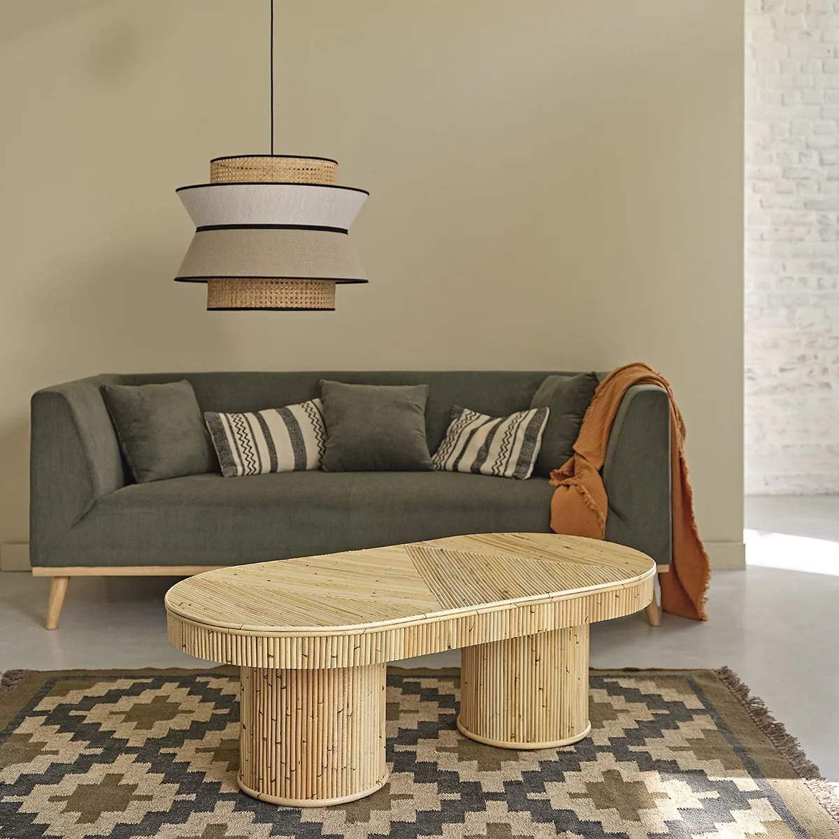 Table basse en canne de rotin 120 cm - Image 3