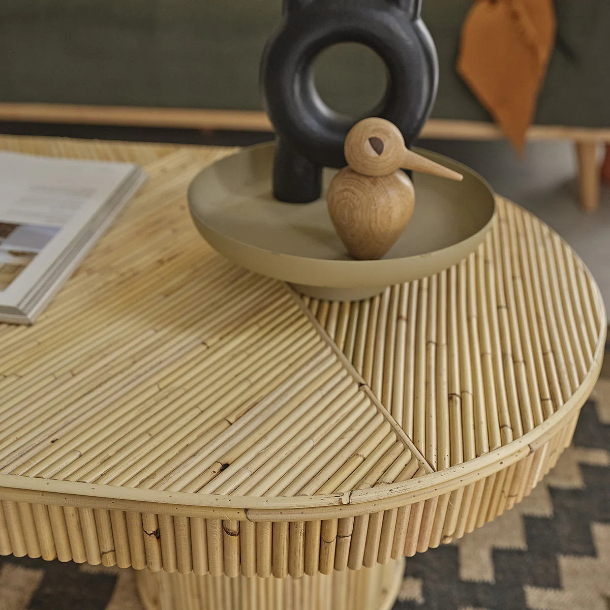 Table basse en canne de rotin 120 cm - Image 5