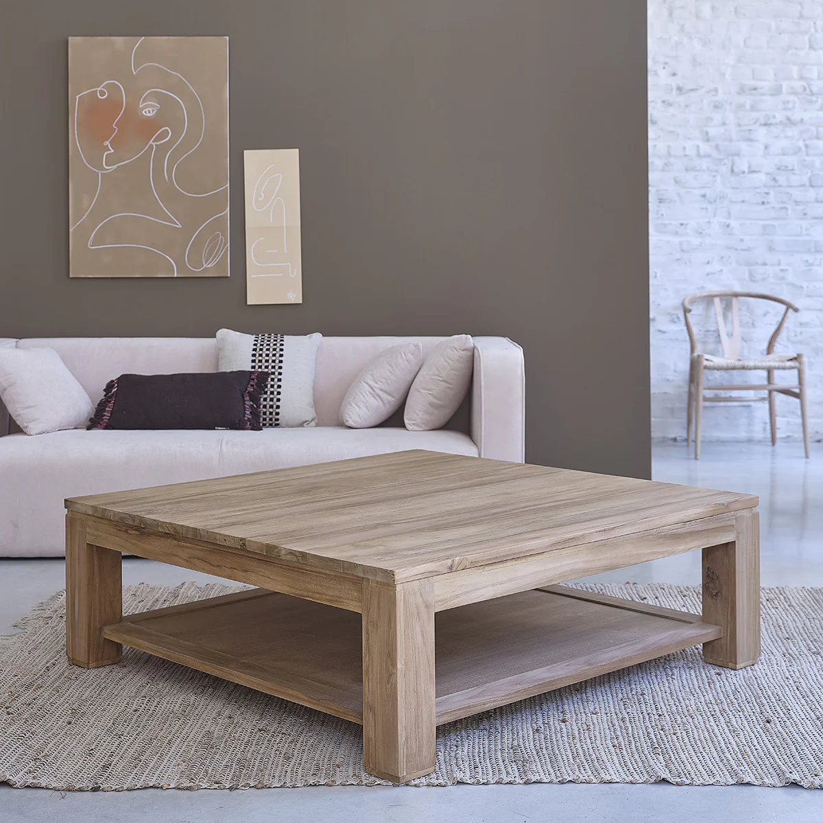 Table basse en teck massif 120 cm - Image 3