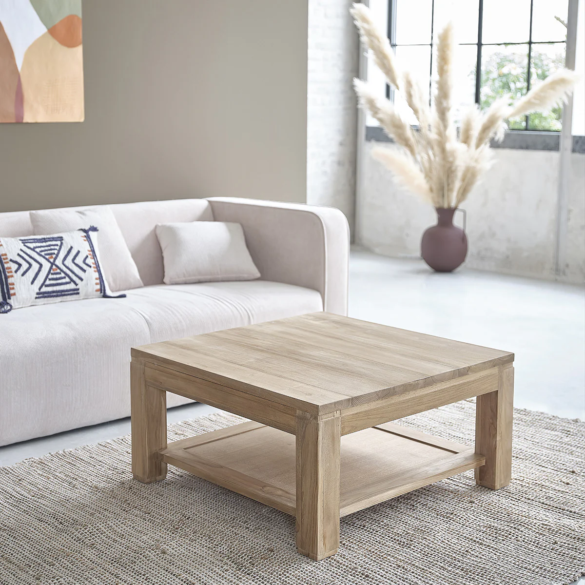 Table basse en teck massif 80 cm - Image 3