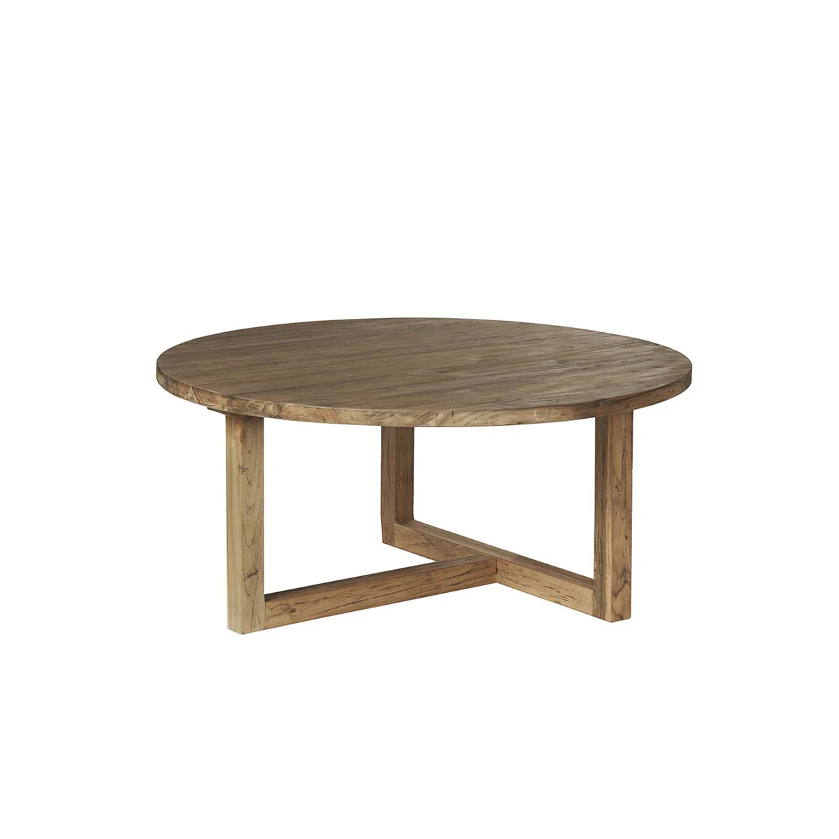 Table basse en teck massif recyclé Ø 100 cm - Image 2