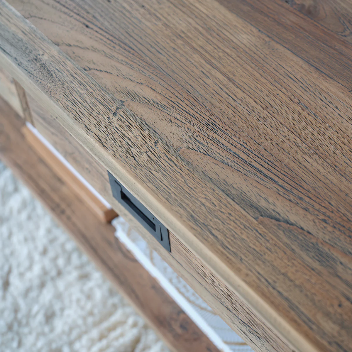 Table basse en teck massif recyclé 120 cm - Image 3